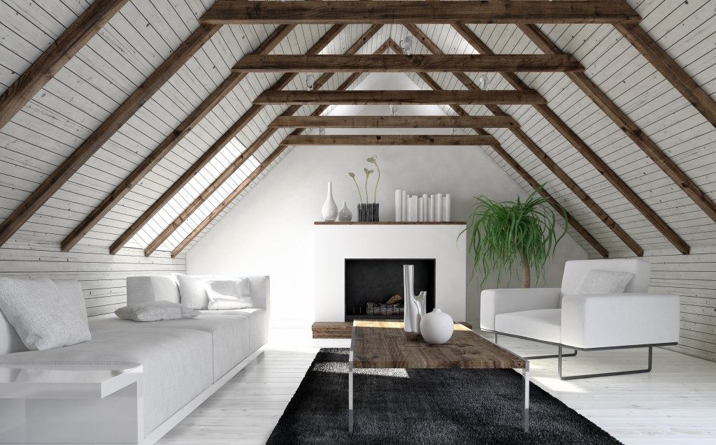 Minimalist interior designed attic