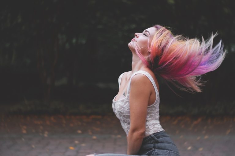 girl with colorful hair