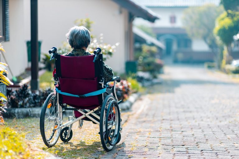 Senior citizen on a wheel chair