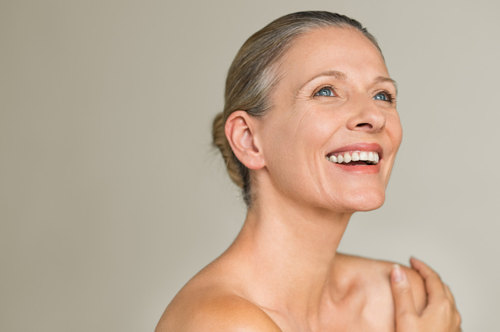 Elderly female smiling