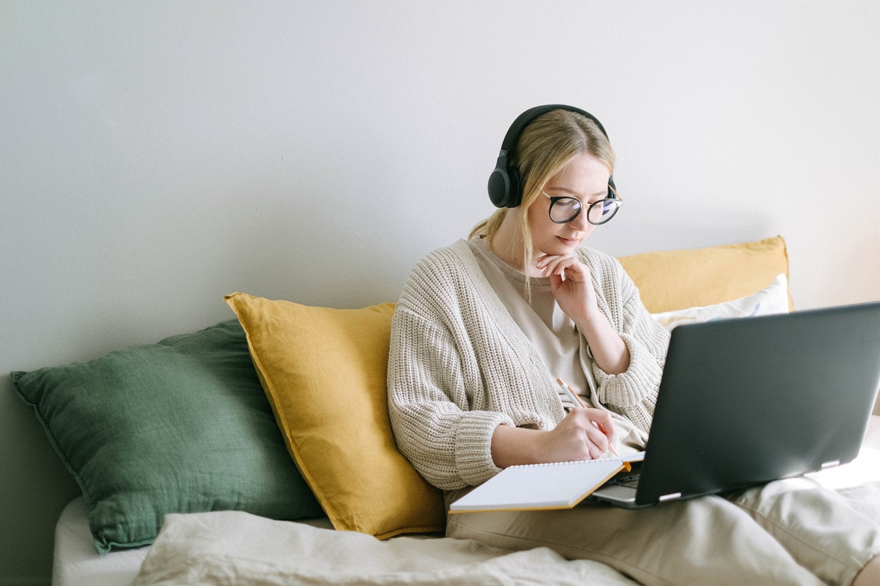 person listening to music