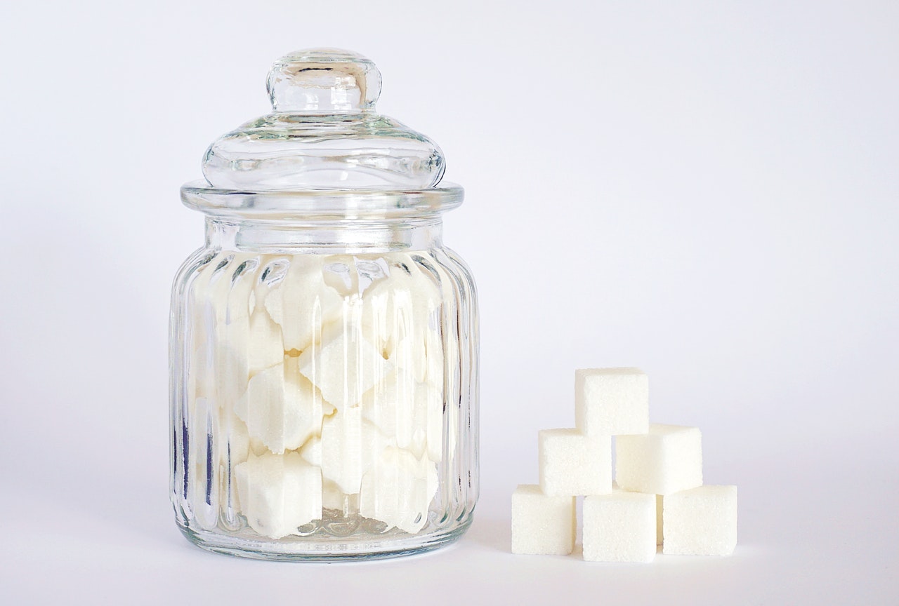 sugar cubes in a jar