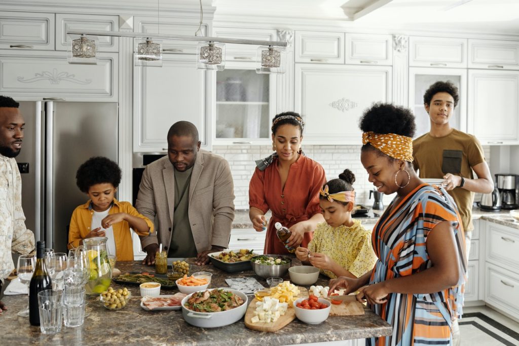 a family having a meal together