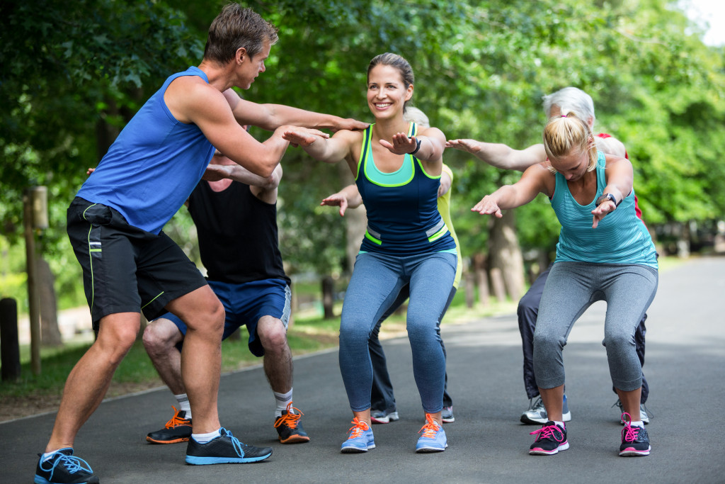 People exercising