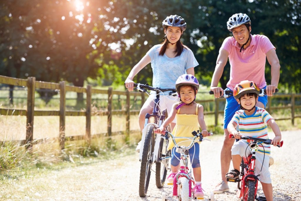 family on a bike ride