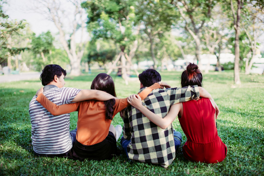 close friends at a park