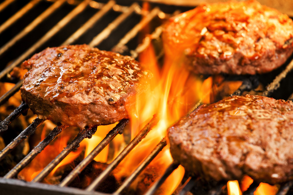 Burgers on a grill