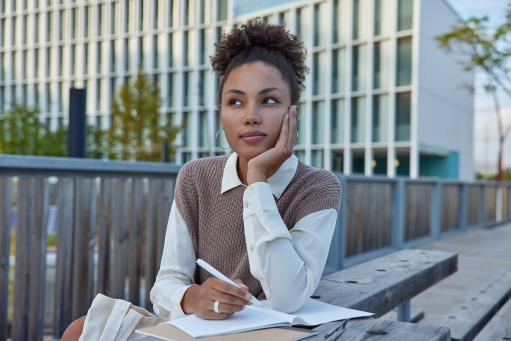 thinking woman