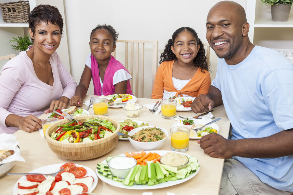 family eating dinner