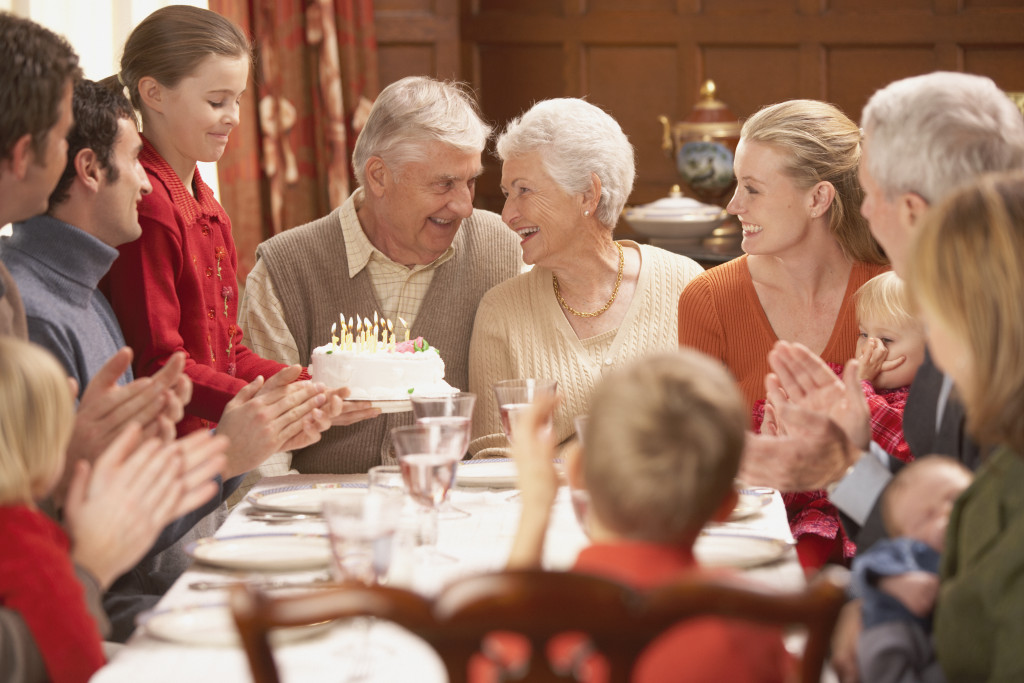 seniors with family at the party