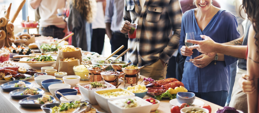 Food on the table during a family event.